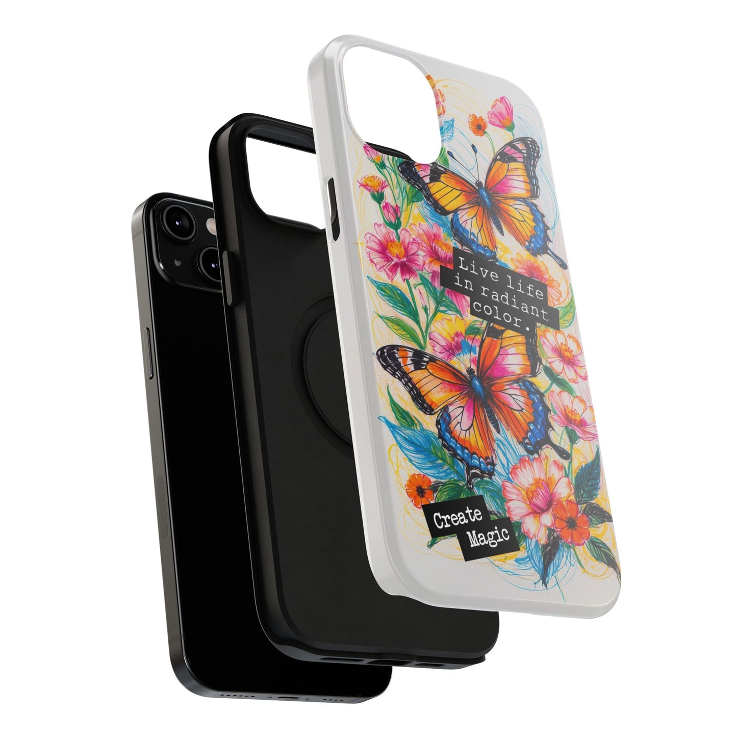 iPhone Cases - Colorful Butterfly and Flower Sketch - Impact - Resistant Cases - LucyKay store