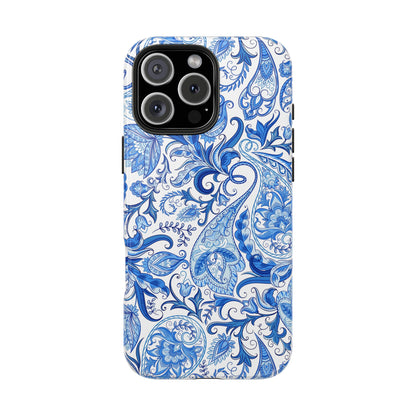 Blue Floral Paisley Tough Phone Case - 2 - Piece Protective - LucyKay store