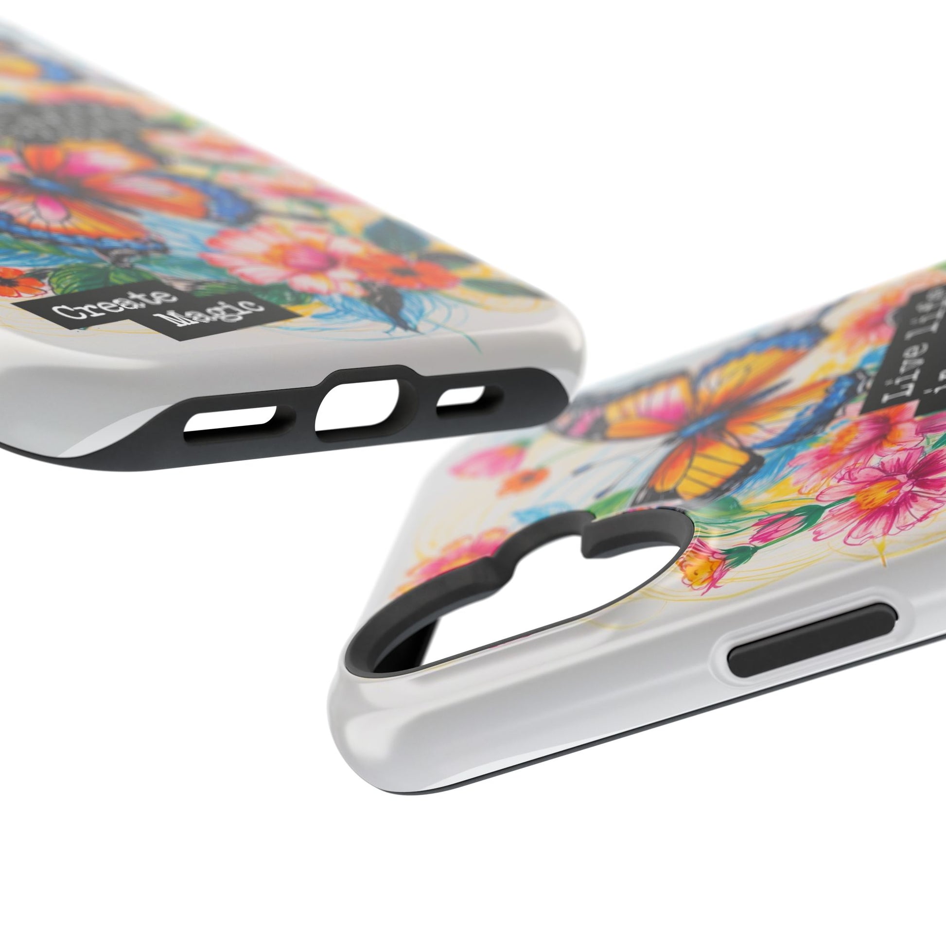 iPhone Cases - Colorful Butterfly and Flower Sketch - Impact - Resistant Cases - LucyKay store