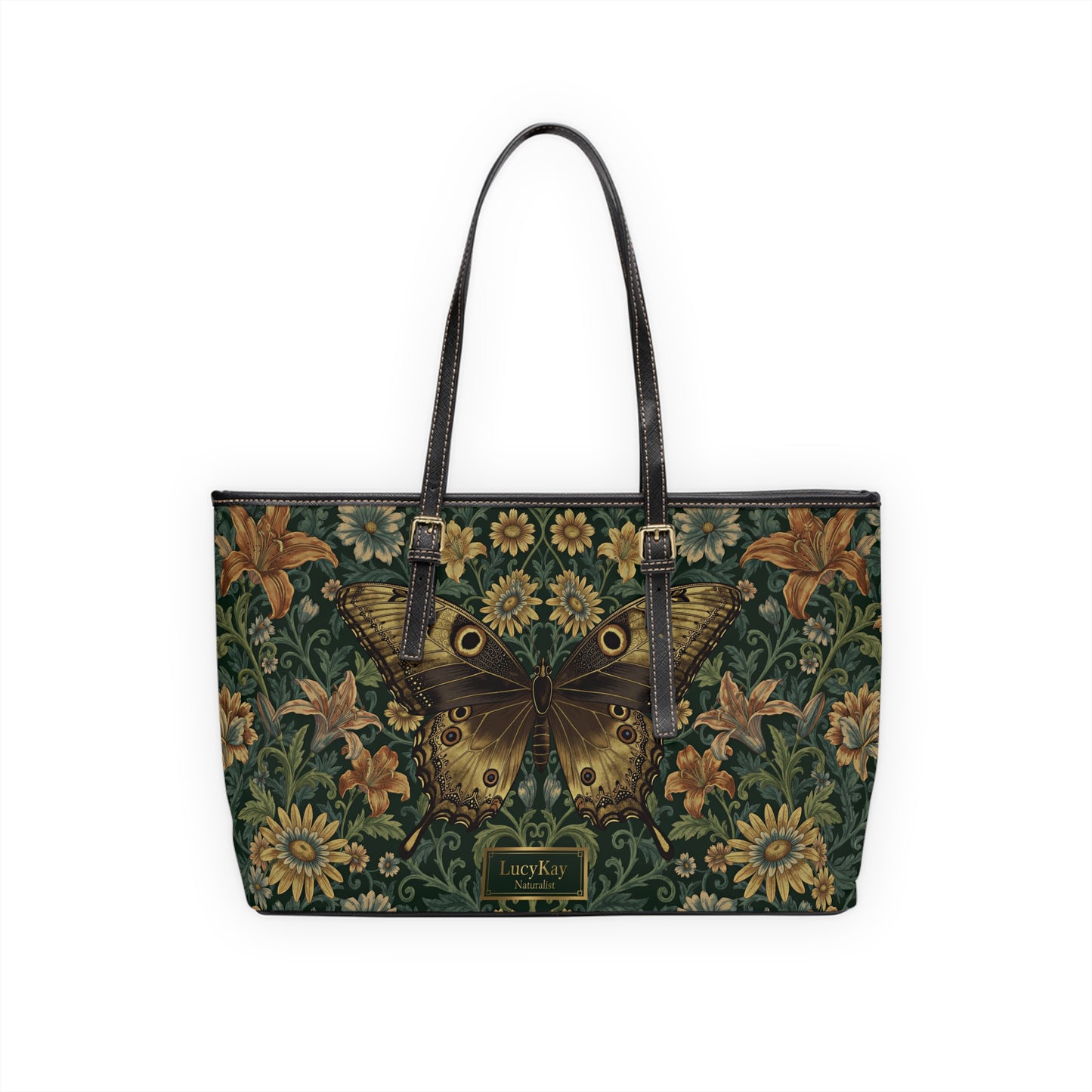 Butterfly Floral PU Leather Shoulder Bag – Vintage Tote - LucyKay store