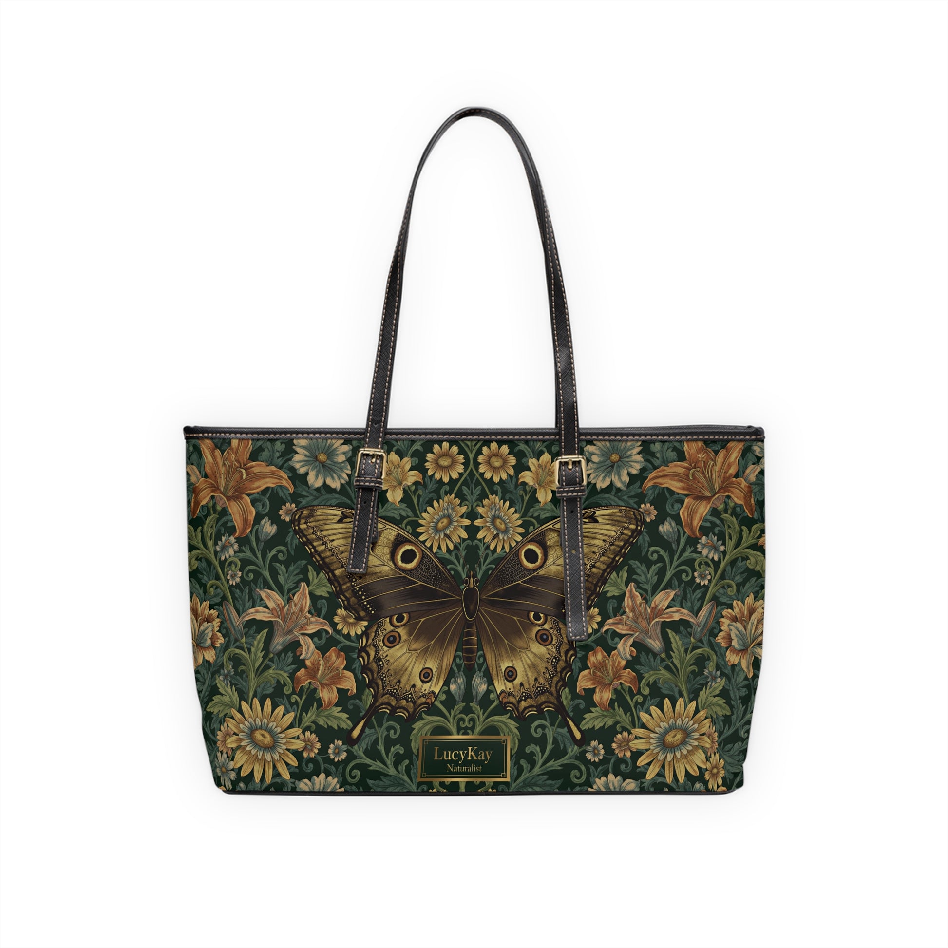 Butterfly Floral PU Leather Shoulder Bag – Vintage Tote - LucyKay store