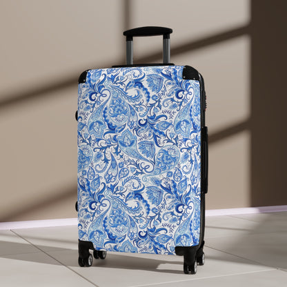 Blue Paisley Carry - On Suitcase - LucyKay store