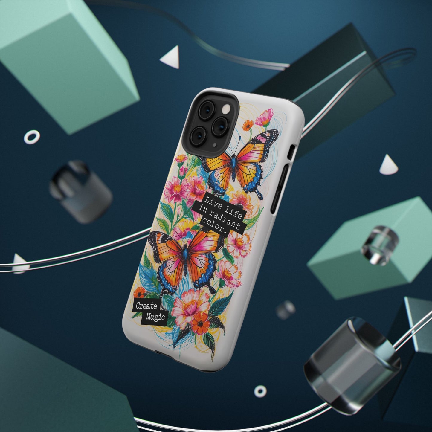 iPhone Cases - Colorful Butterfly and Flower Sketch - Impact - Resistant Cases - LucyKay store