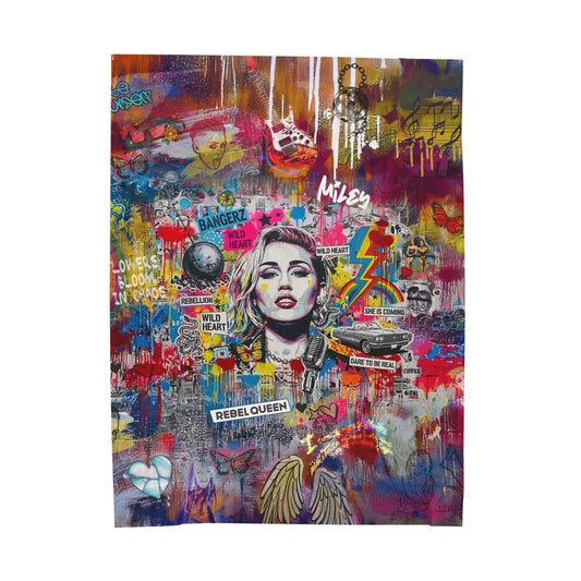 Rebel Queen Velveteen Plush Blanket | Pop Art Graffiti Throw - LucyKay store