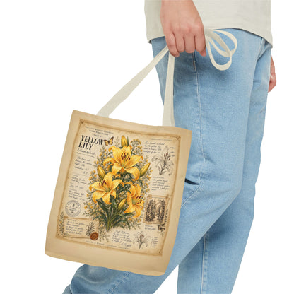Yellow Lily Botanical Vintage Tote Bag