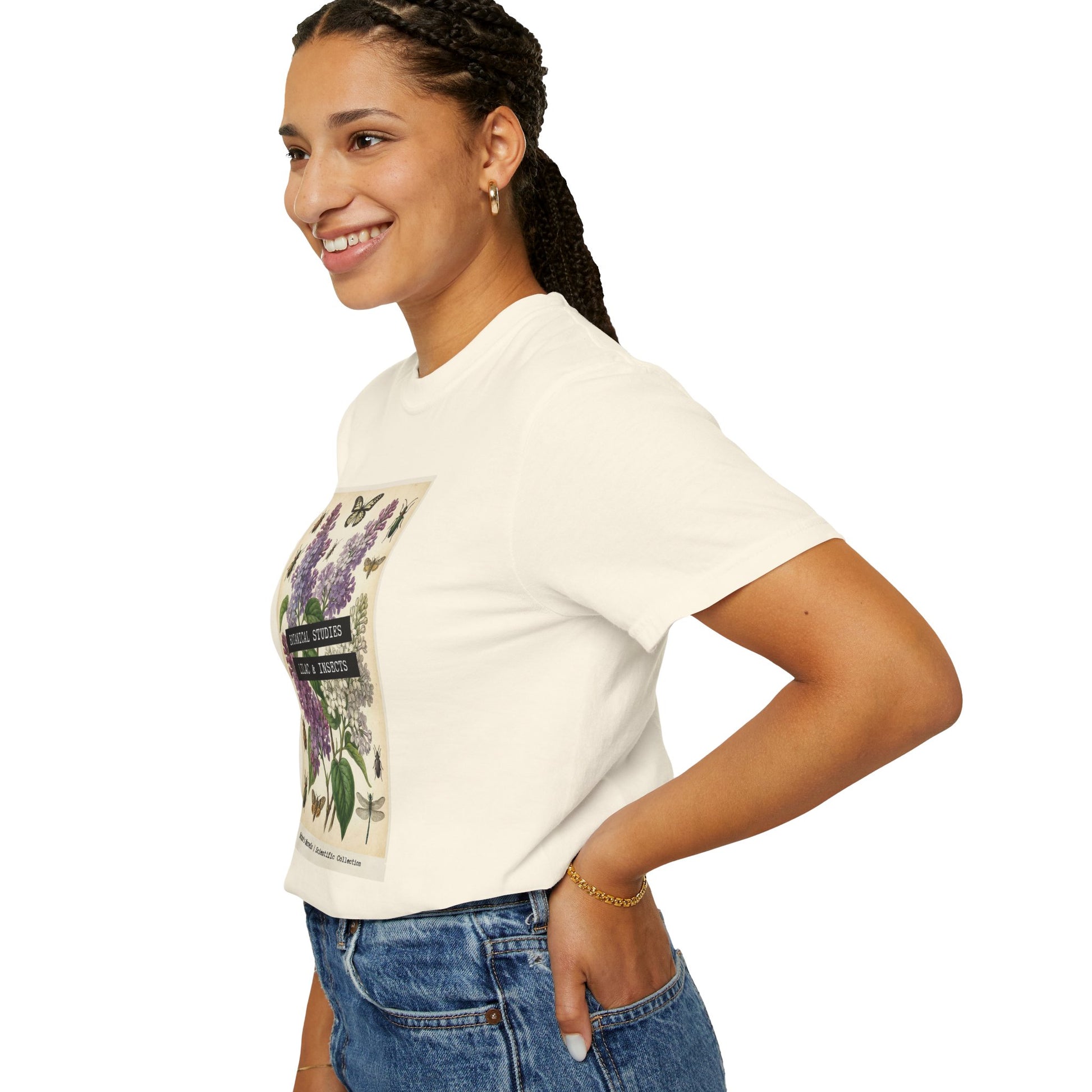Lilac Floral T-Shirt | Vintage Garment - Dyed Cotton Tee - LucyKay store