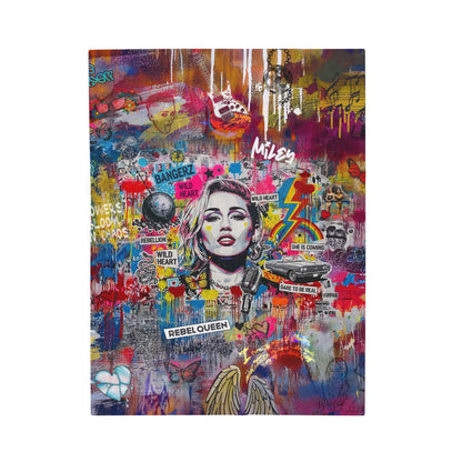 Rebel Queen Velveteen Plush Blanket | Pop Art Graffiti Throw - LucyKay store