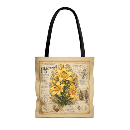 Yellow Lily Botanical Vintage Tote Bag