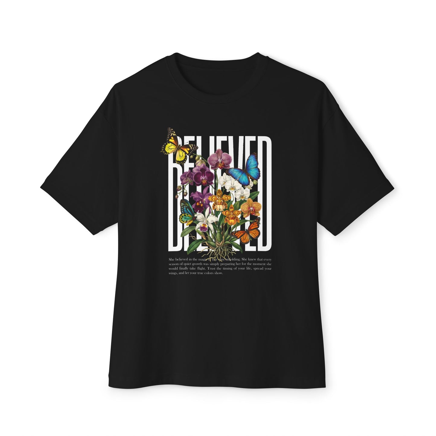 Botanical Butterflies Oversized Tee - Floral Graphic T-Shirt - LucyKay store