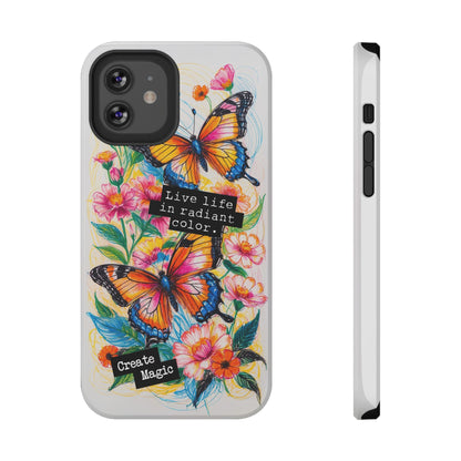iPhone Cases - Colorful Butterfly and Flower Sketch - Impact - Resistant Cases - LucyKay store