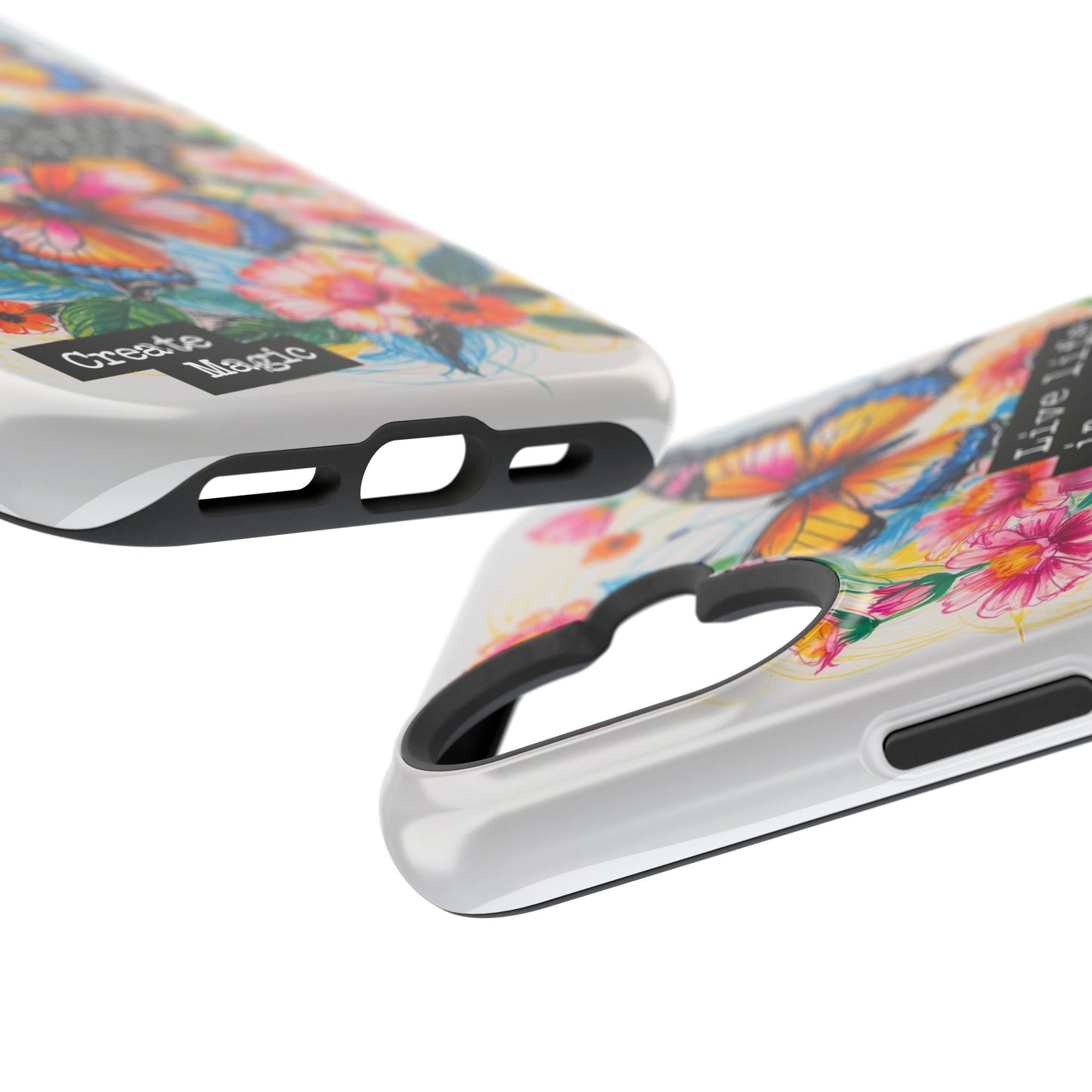 iPhone Cases - Colorful Butterfly and Flower Sketch - Impact - Resistant Cases - LucyKay store