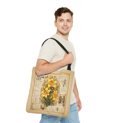 Yellow Lily Botanical Vintage Tote Bag