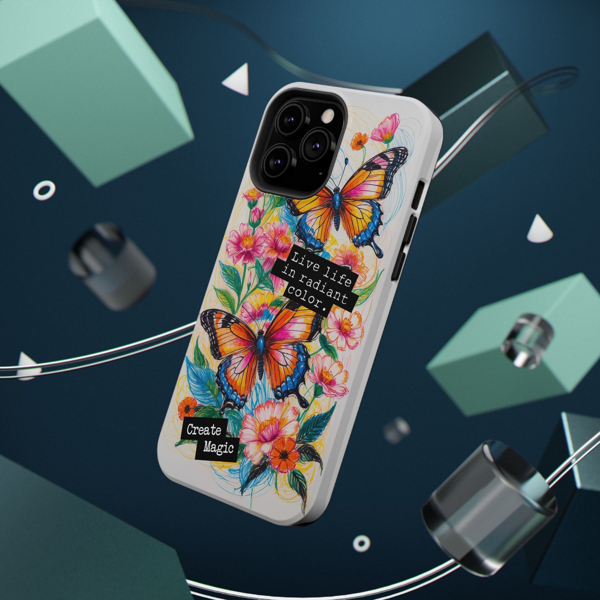 iPhone Cases - Colorful Butterfly and Flower Sketch - Impact - Resistant Cases - LucyKay store