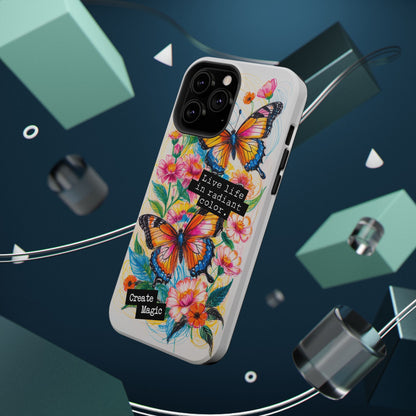 iPhone Cases - Colorful Butterfly and Flower Sketch - Impact - Resistant Cases - LucyKay store