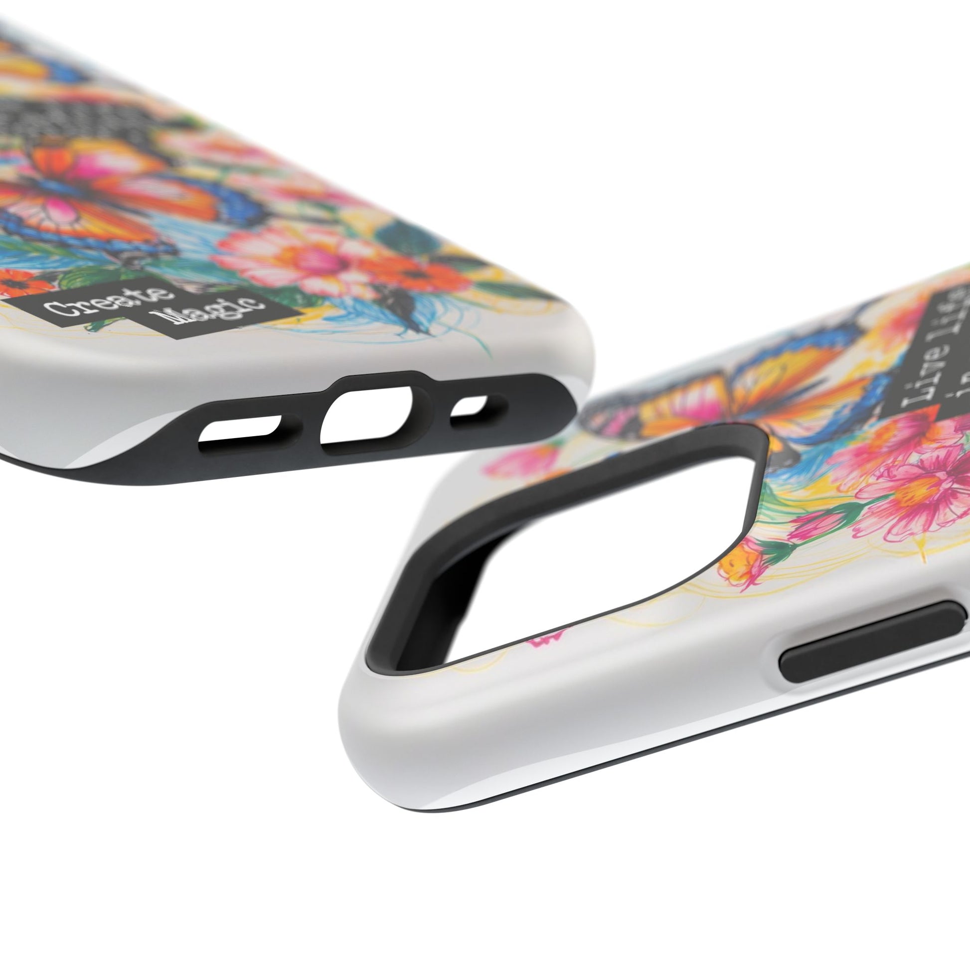 iPhone Cases - Colorful Butterfly and Flower Sketch - Impact - Resistant Cases - LucyKay store