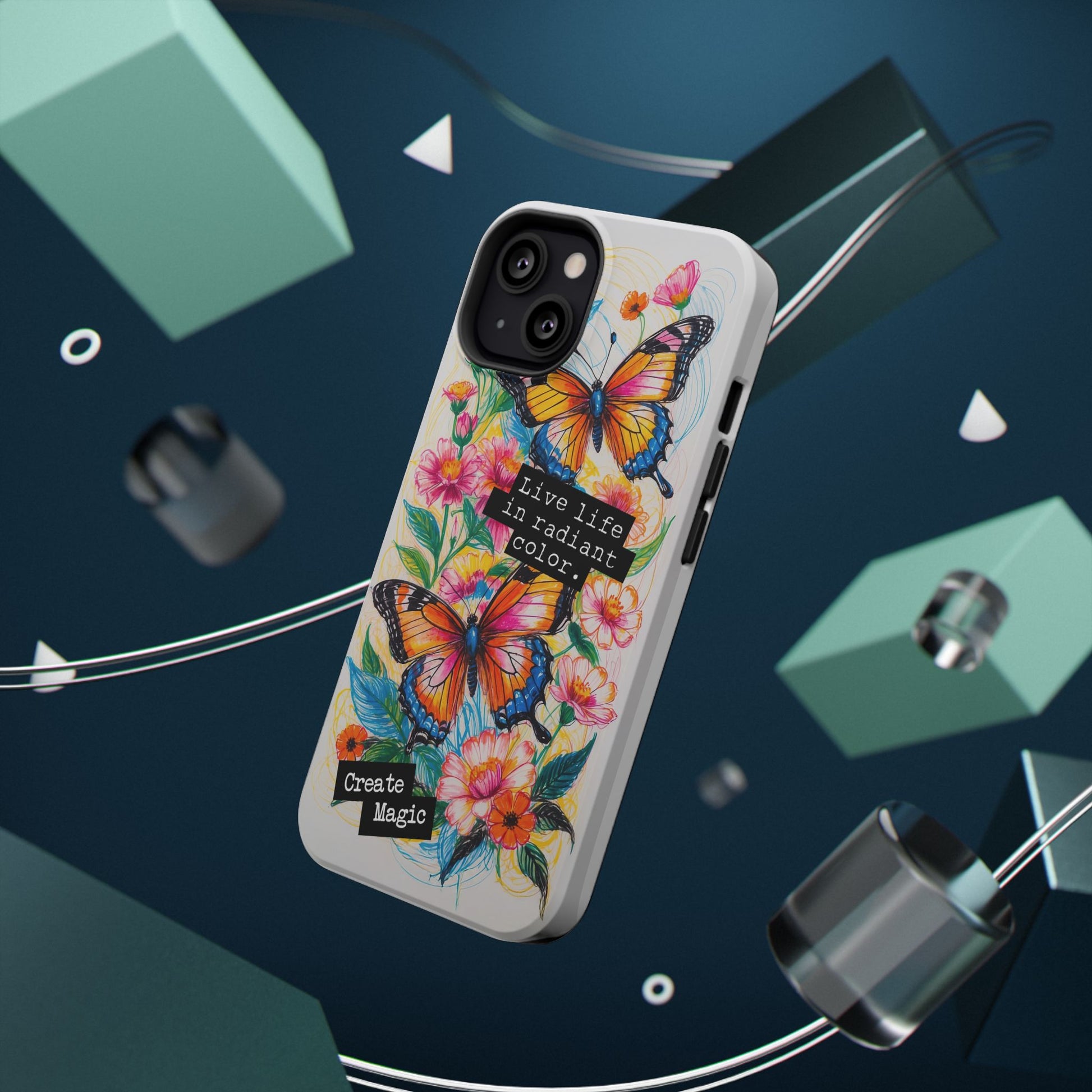 iPhone Cases - Colorful Butterfly and Flower Sketch - Impact - Resistant Cases - LucyKay store