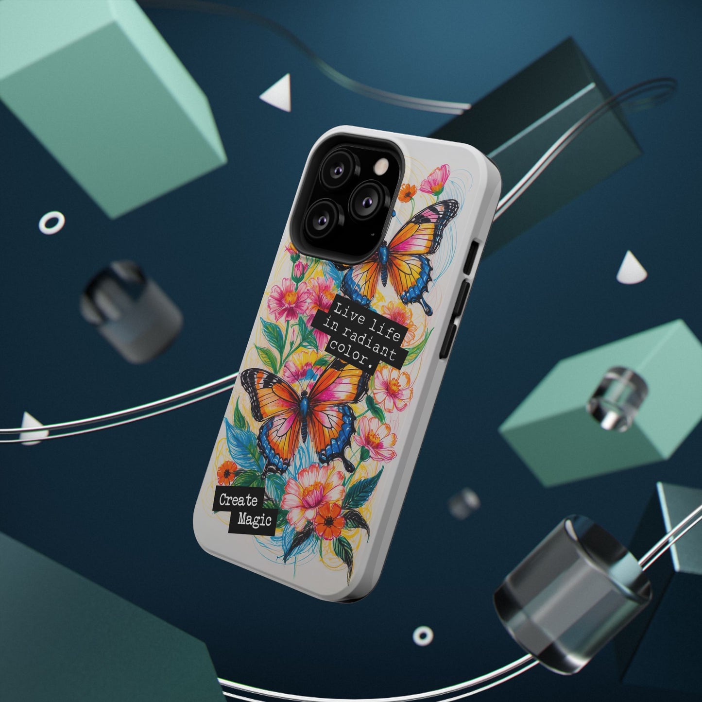 iPhone Cases - Colorful Butterfly and Flower Sketch - Impact - Resistant Cases - LucyKay store