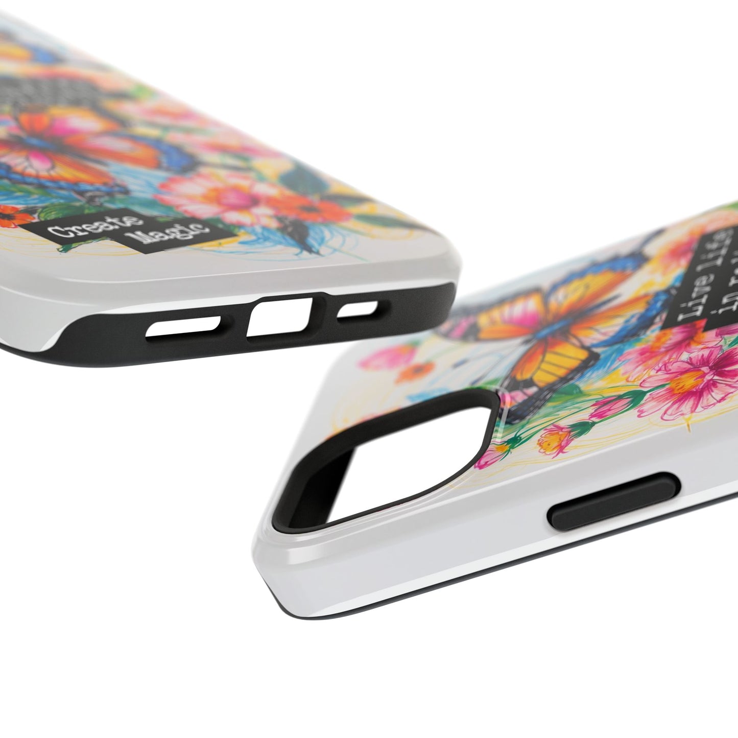 iPhone Cases - Colorful Butterfly and Flower Sketch - Impact - Resistant Cases - LucyKay store