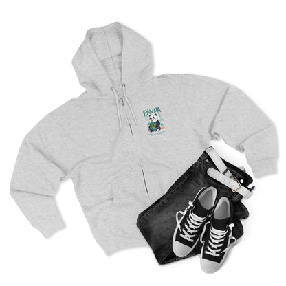 Panda Zip - Up Hoodie | Cute Bamboo Graphic White Sweatshirt - LucyKay store