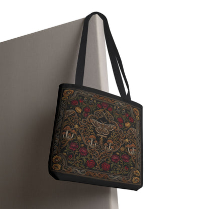 Gothic Rose Tote Bag – Vintage Floral Filigree Print | Black