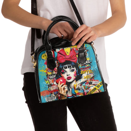 Pop Art 'Bite Me' Satchel Handbag | Urban Snow White Graphic - LucyKay store