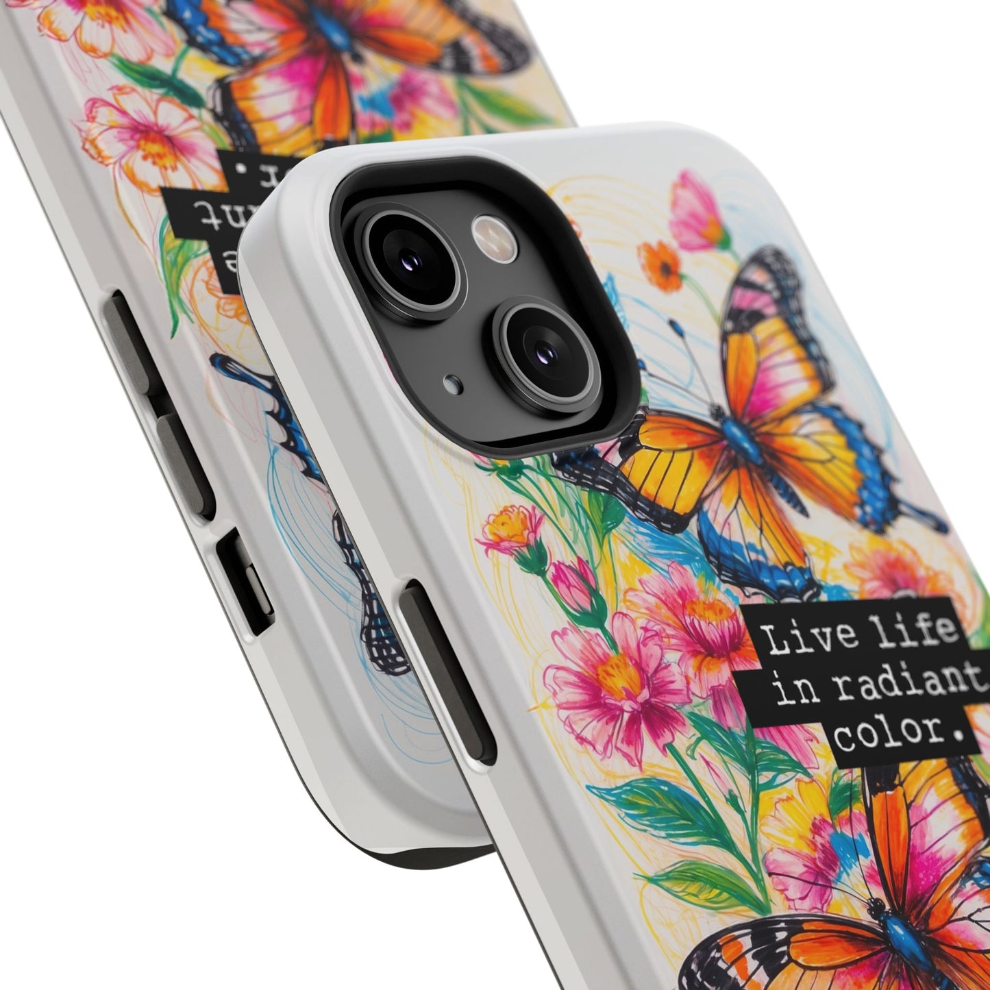 iPhone Cases - Colorful Butterfly and Flower Sketch - Impact - Resistant Cases - LucyKay store