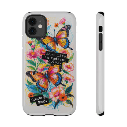 iPhone Cases - Colorful Butterfly and Flower Sketch - Impact - Resistant Cases - LucyKay store