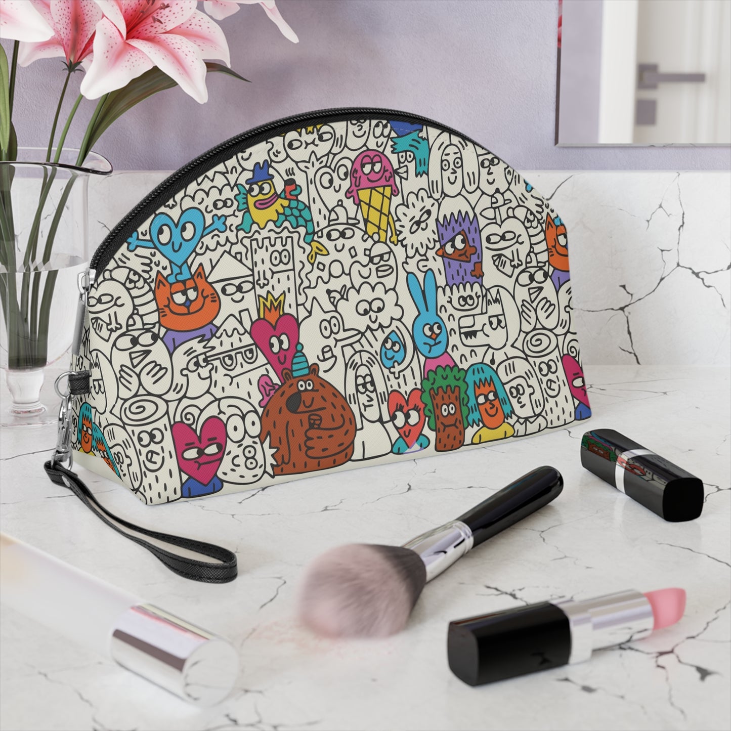 Doodle Art Makeup Pouch | Maximalist Cosmetic Bag - LucyKay store