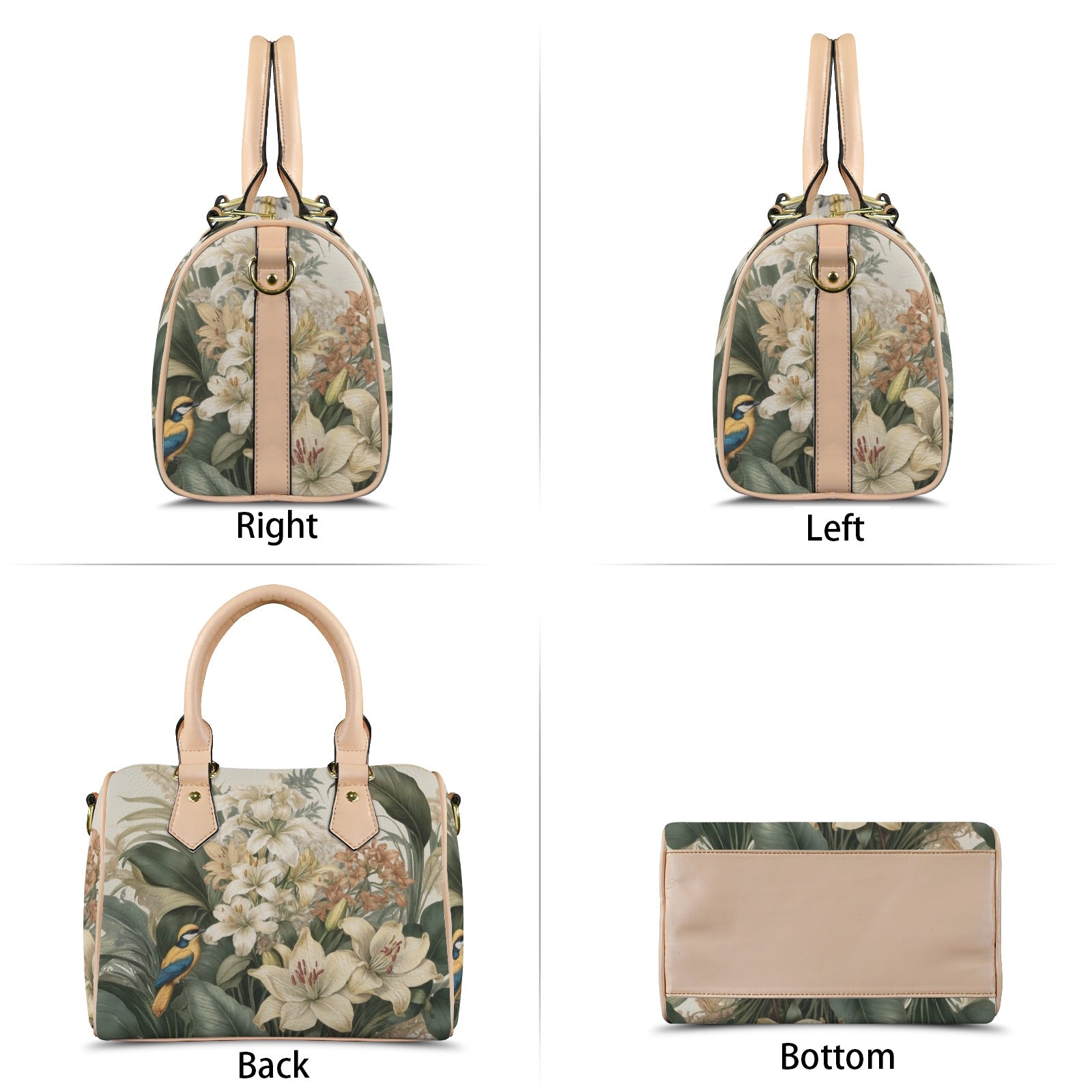Tropical Floral Bird Print PU Leather Handbag - LucyKay store