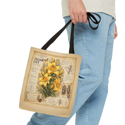 Yellow Lily Botanical Vintage Tote Bag