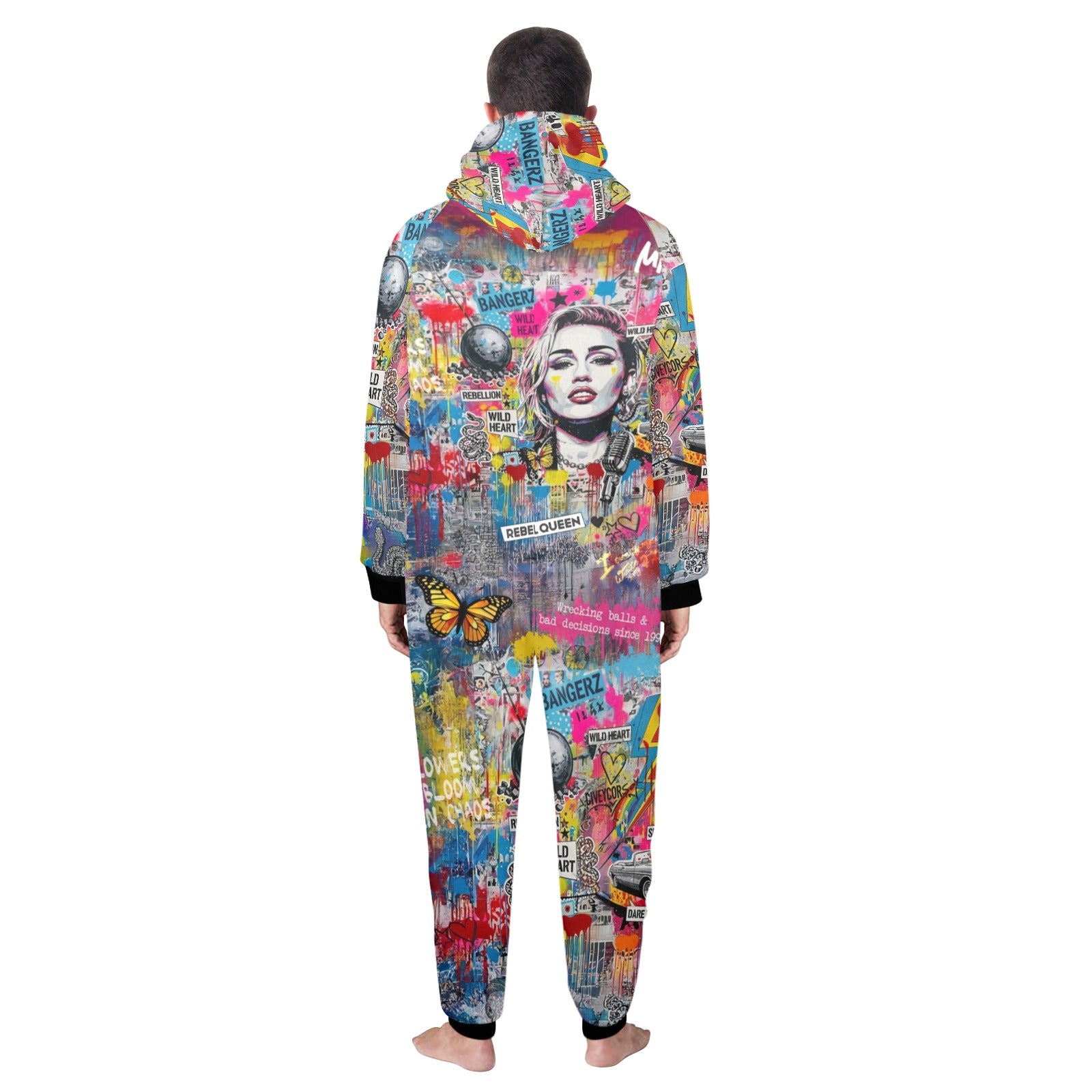 Pop Art Street Art Adult Hooded Onesie | Premium Flannel Pajamas - LucyKay store