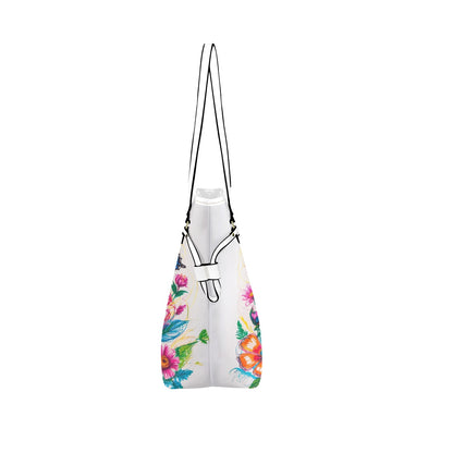 Vibrant Butterfly & Floral Tote Bag - PU Leather Carryall - LucyKay store