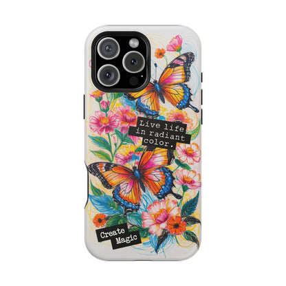 iPhone Cases - Colorful Butterfly and Flower Sketch - Impact - Resistant Cases - LucyKay store