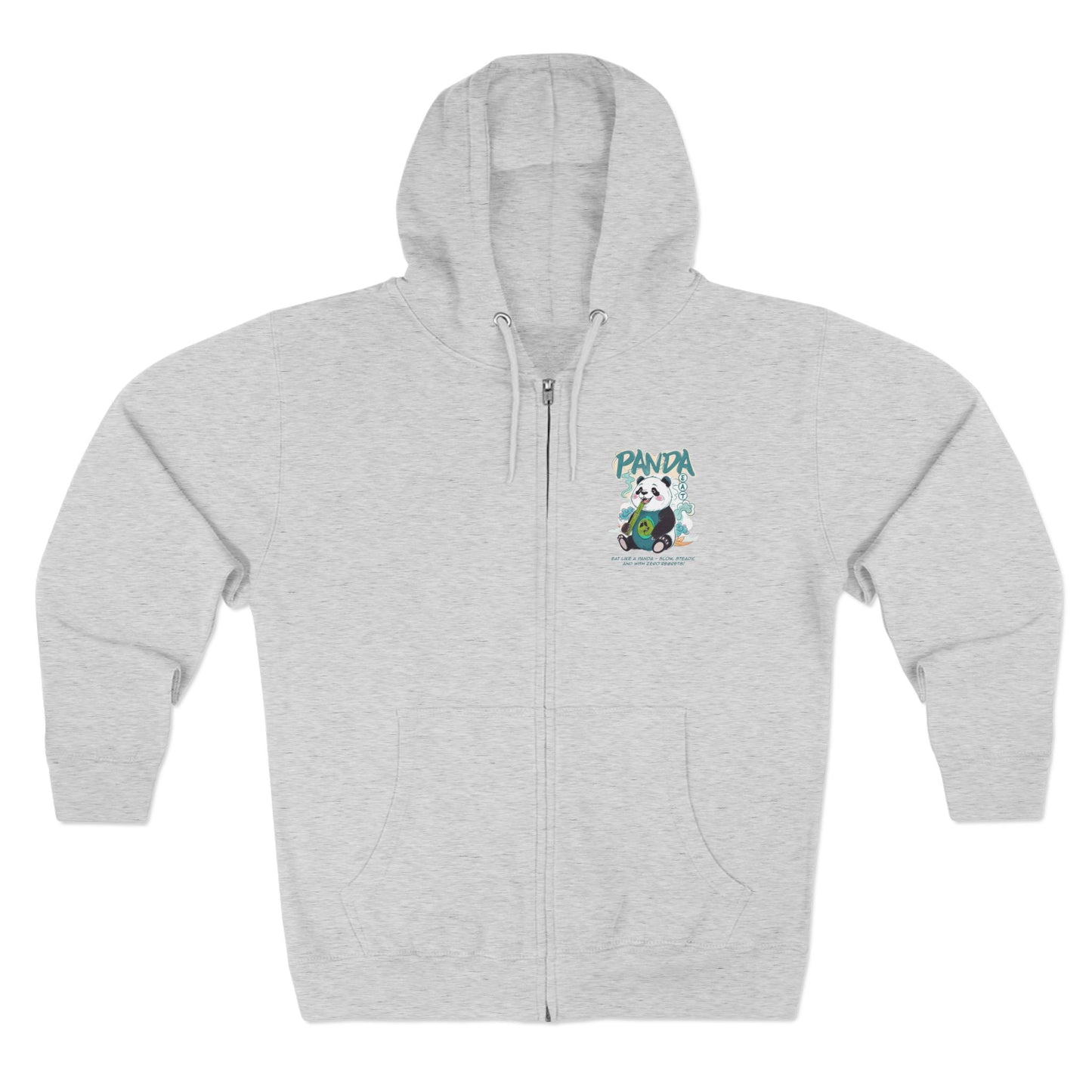 Panda Zip - Up Hoodie | Cute Bamboo Graphic White Sweatshirt - LucyKay store