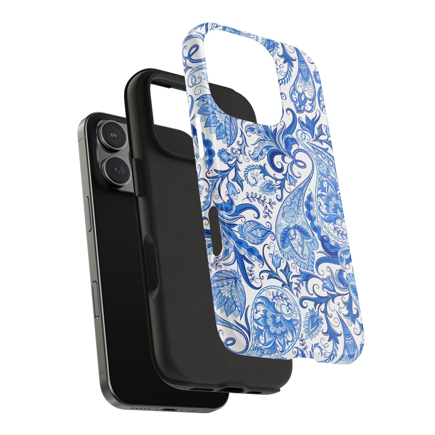 Blue Floral Paisley Tough Phone Case - 2 - Piece Protective - LucyKay store