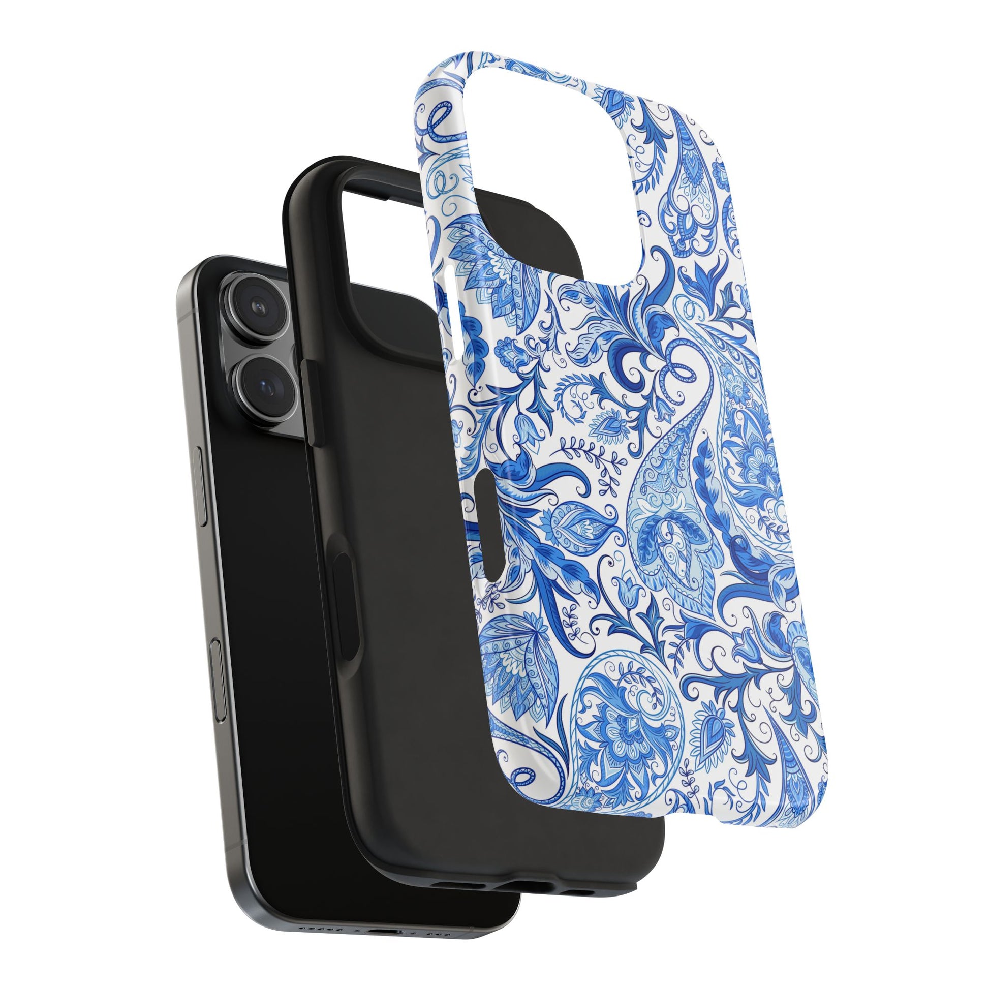 Blue Floral Paisley Tough Phone Case - 2 - Piece Protective - LucyKay store