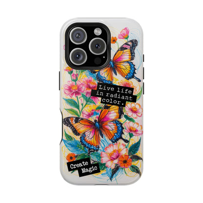 iPhone Cases - Colorful Butterfly and Flower Sketch - Impact - Resistant Cases - LucyKay store
