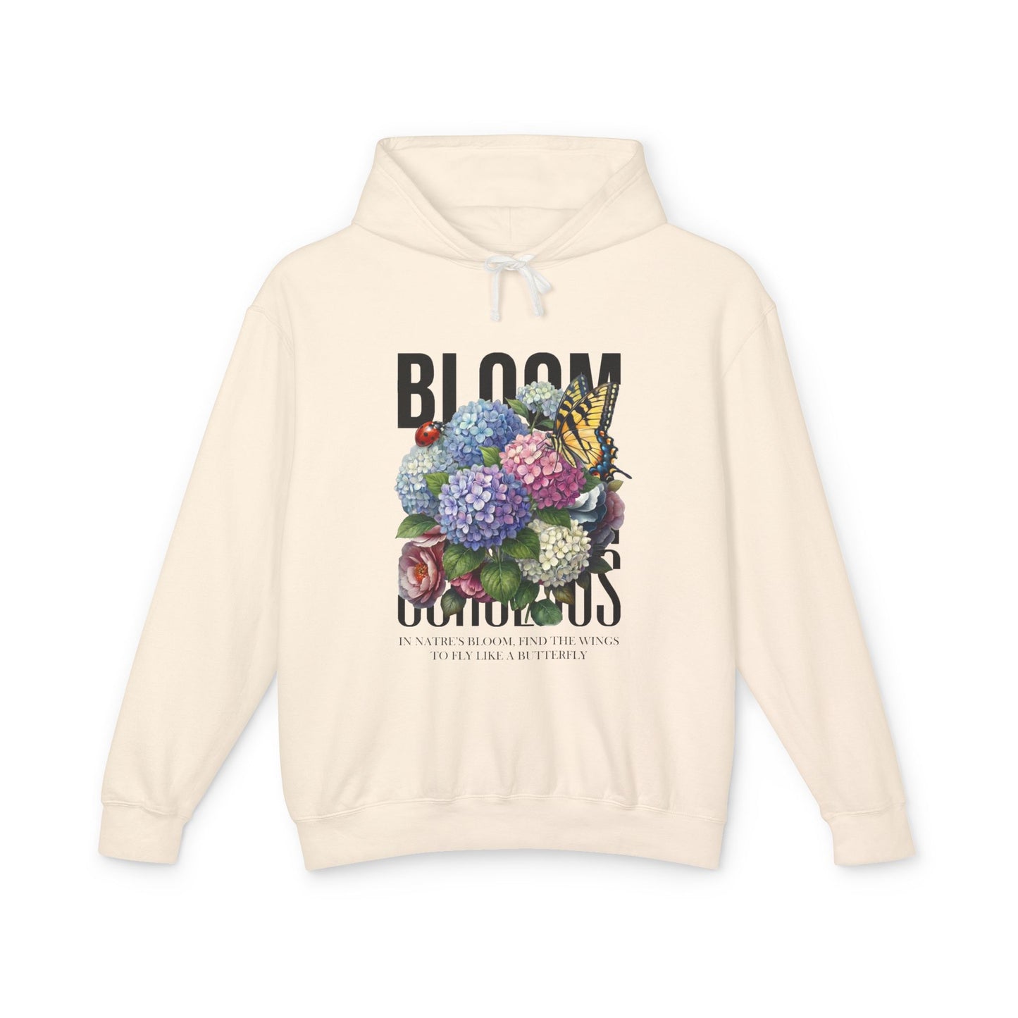 Floral Hoodie Women - Hydrangea Butterfly Lightweight Pullover - LucyKay store