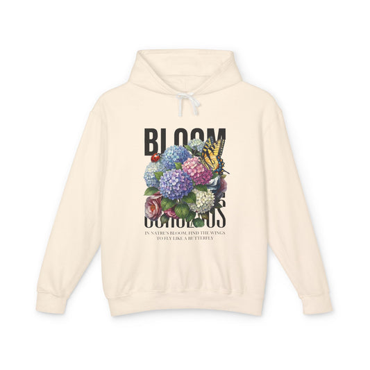 Floral Hoodie Women - Hydrangea Butterfly Lightweight Pullover - LucyKay store