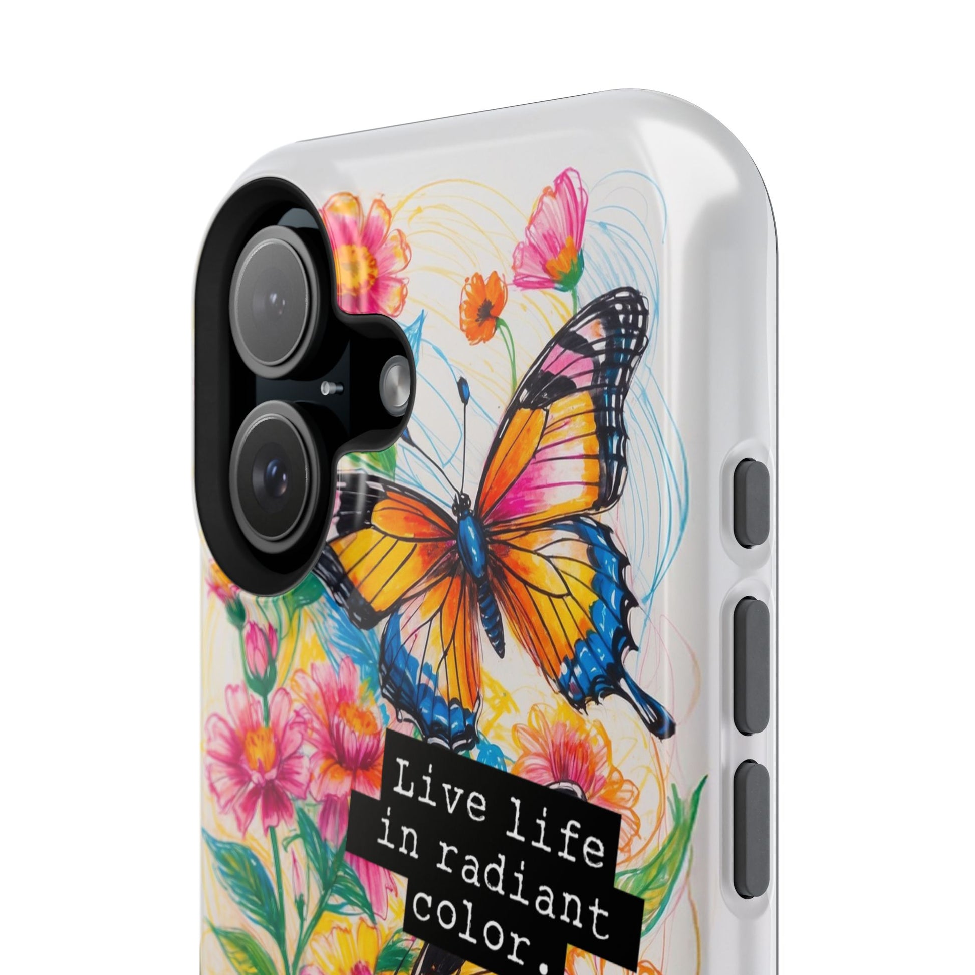 iPhone Cases - Colorful Butterfly and Flower Sketch - Impact - Resistant Cases - LucyKay store