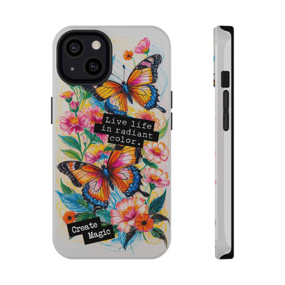 iPhone Cases - Colorful Butterfly and Flower Sketch - Impact - Resistant Cases - LucyKay store