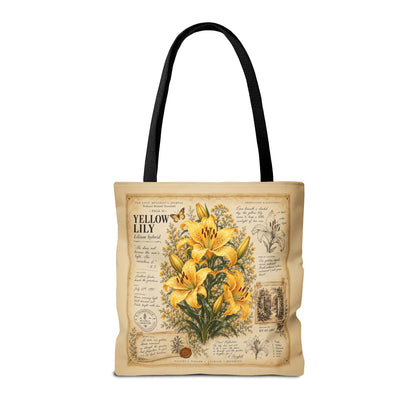 Yellow Lily Botanical Vintage Tote Bag