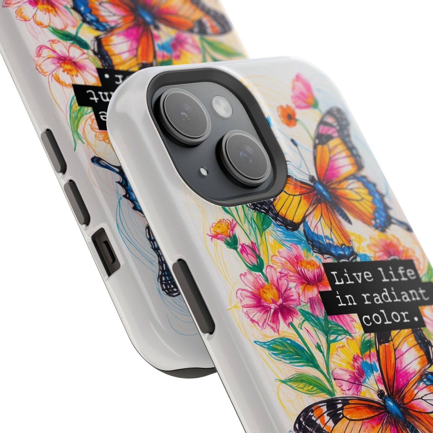 iPhone Cases - Colorful Butterfly and Flower Sketch - Impact - Resistant Cases - LucyKay store