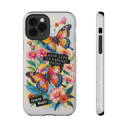 iPhone Cases - Colorful Butterfly and Flower Sketch - Impact - Resistant Cases - LucyKay store
