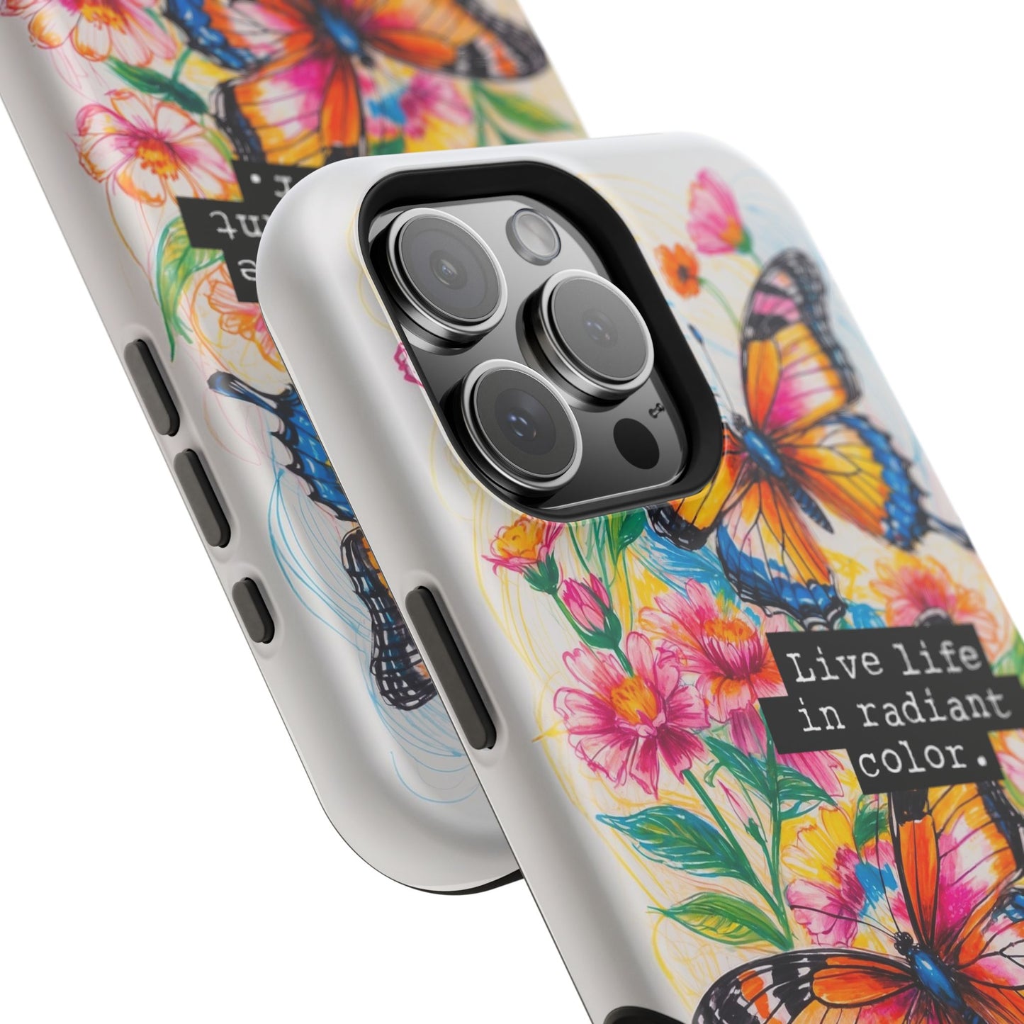 iPhone Cases - Colorful Butterfly and Flower Sketch - Impact - Resistant Cases - LucyKay store