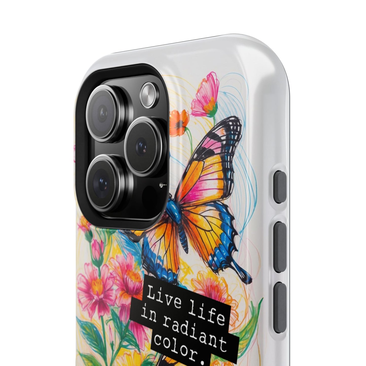 iPhone Cases - Colorful Butterfly and Flower Sketch - Impact - Resistant Cases - LucyKay store