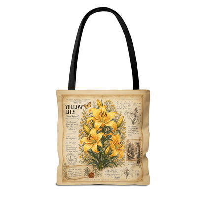 Yellow Lily Botanical Vintage Tote Bag