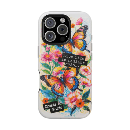 iPhone Cases - Colorful Butterfly and Flower Sketch - Impact - Resistant Cases - LucyKay store
