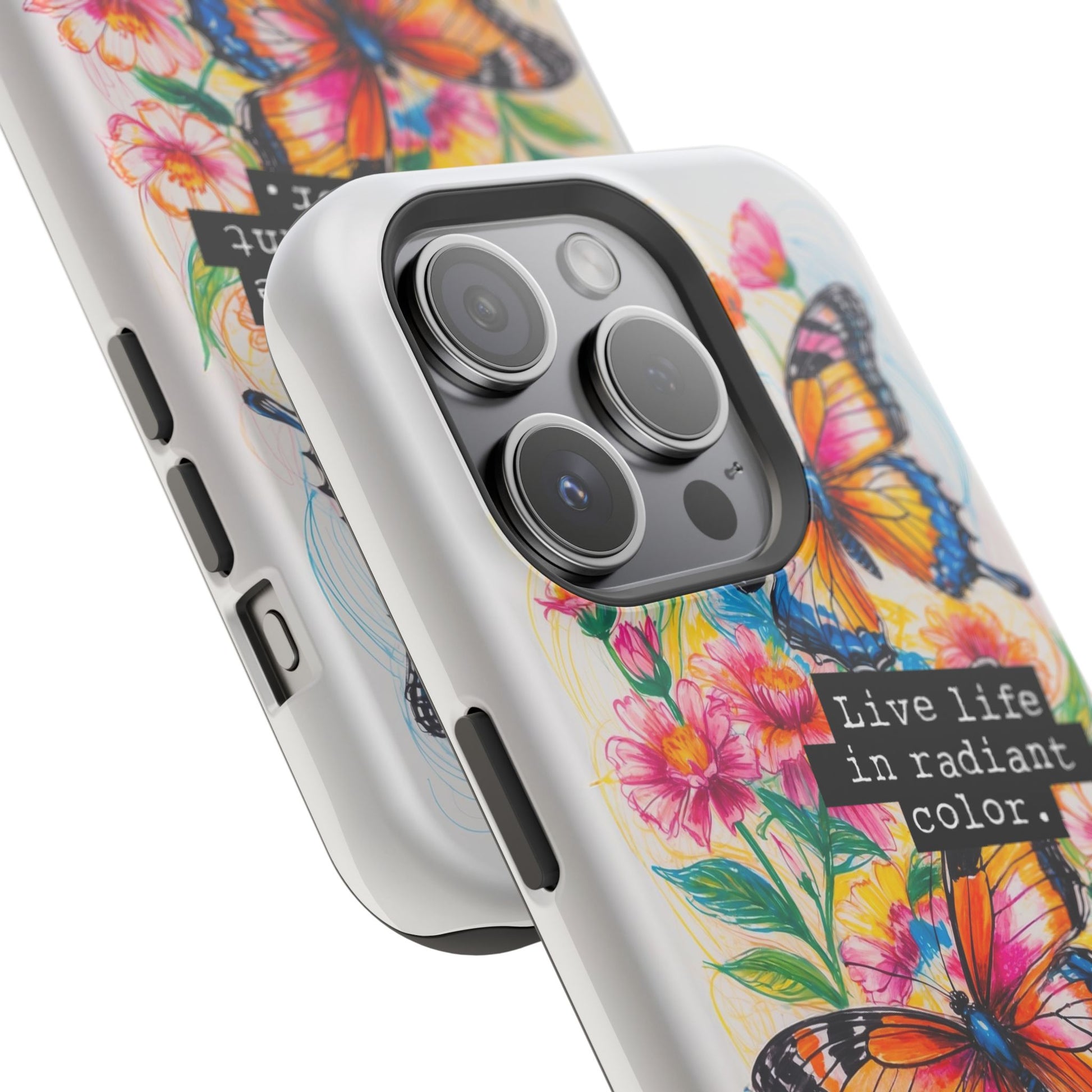 iPhone Cases - Colorful Butterfly and Flower Sketch - Impact - Resistant Cases - LucyKay store