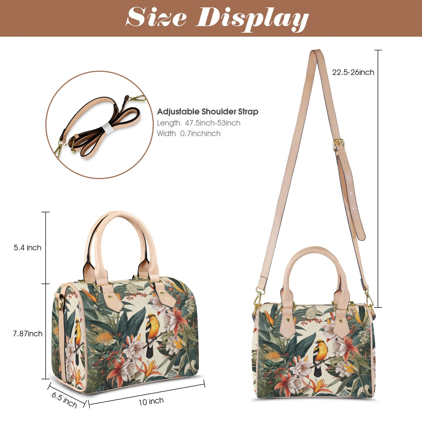 Tropical Bird & Botanical Print Satchel Handbag - LucyKay store